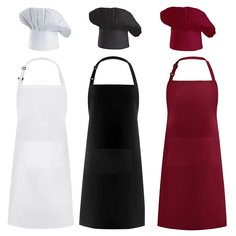 Women Kitchen Accessories - مريلة قبعة الطاهي لخدمة الطعام، بدلة